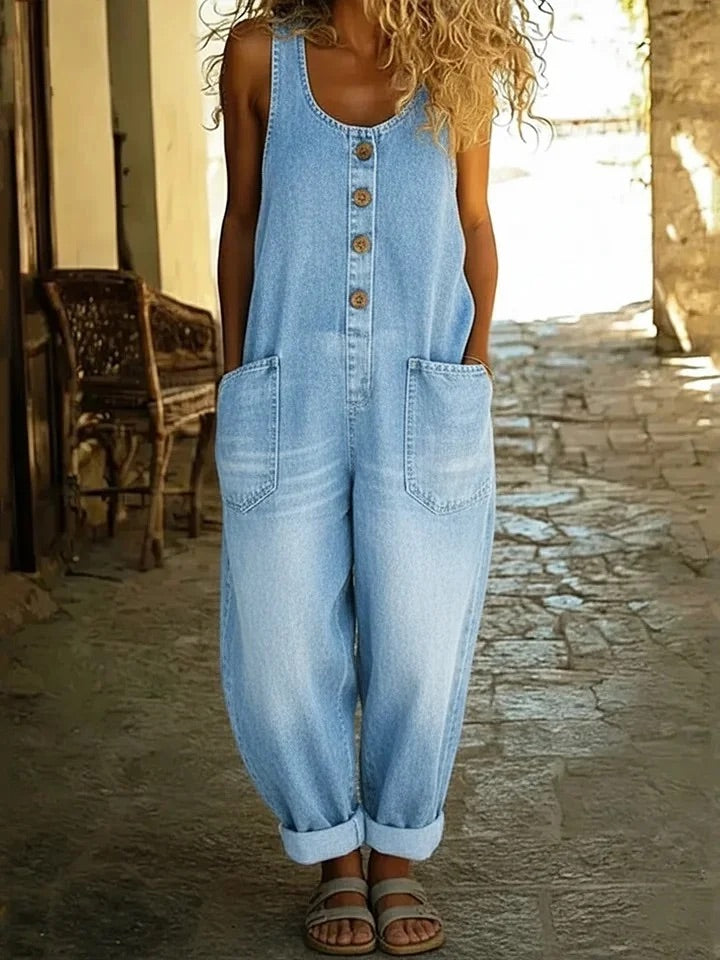 Paolina - Tuta in denim vintage lavato