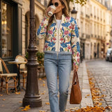 Gabriella - Cardigan con zip a fiori Giardino Botanico